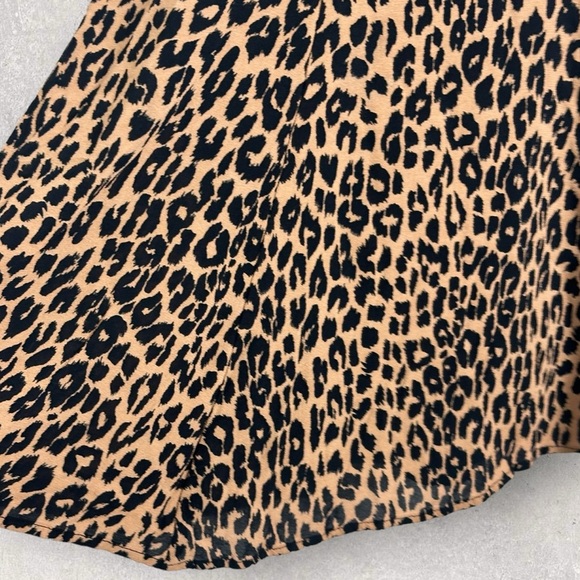 Reformation Leopard Print Gracie Dress Size 12 Ruched Short Sleeves Boho Mini - Picture 11 of 16